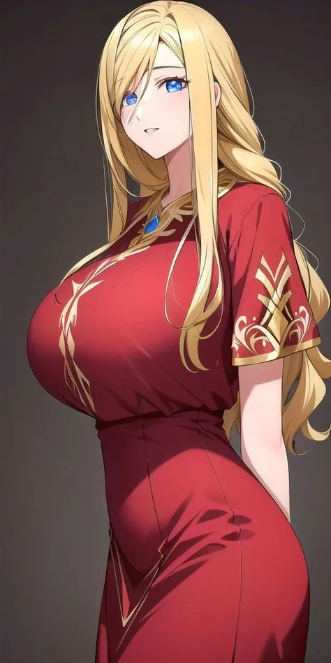 <lora:florence_aliciaV2:0.7> florence_alicia, huge_breasts, standing, solo, red_dress,, masterpiece, best quality, detailed face, detailed eyes, highres,