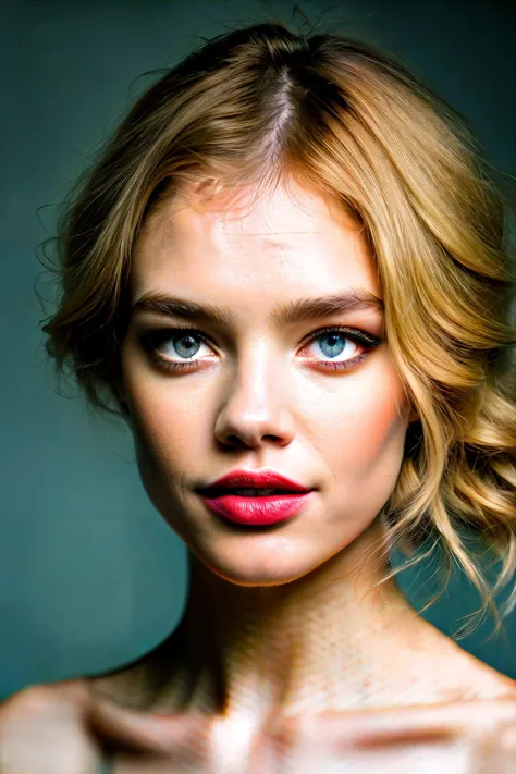 photoshoot of nataliaVo1 , (blonde hair), (pixie cut), , detailed skin texture, (blush:0.2), (goosebumps:0.3), (light blue dress), subsurface scattering, Photorealistic, Hyperrealistic, Hyperdetailed, analog style, hip cocked, demure, detailed skin, matte skin, soft lighting, subsurface scattering, realistic, heavy shadow, masterpiece, best quality, ultra realistic, 8k, golden ratio, Intricate, High Detail, film photography, soft focus
