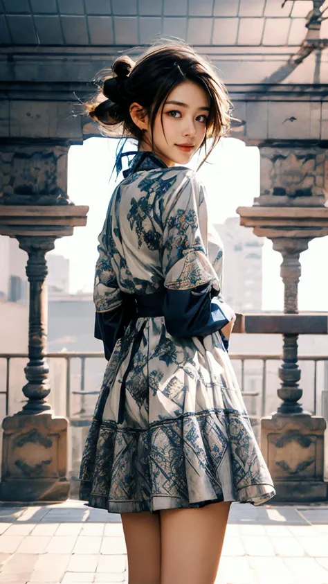 (Realistic),masterpiece,best quality,highest detail,depth of field,aesthetic,looking at viewer,cowboy shot,
1girl,photo of a cute girl,full body,light smile,charming,20yo,Ponytail Hair.Glossy hair,Gunmetal gray hair,star flash,Kimono,Cutwork,outdoors,Hugging,qinghua,Shirt dress,
<lora:GoodHands-vanilla:1>,<lora:add_detail:1>,<lora:Better light:1>,<lora:qinghua50:0.8>,