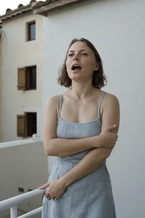 a profressional absurdres intricately detailed clear focus sharp focus photograph of (AnastasiaProninaSD:1.1) yodeling loudly,
<lora:AnastasiaProninaSD:1.0> standing on the (balcony:1.2) of a whitewashed villa in the south of Crete