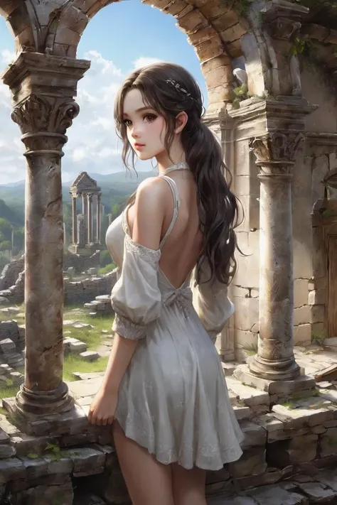 masterpiece, best quality, 1girl, <lora:kwFemale_Beta40-SDXL_v1:1>, Ruins: