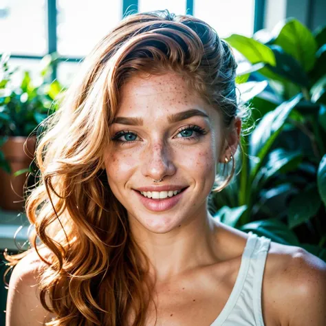 soularouge, a woman, (freckles:0.4), smiling <lora:soularouge:1>