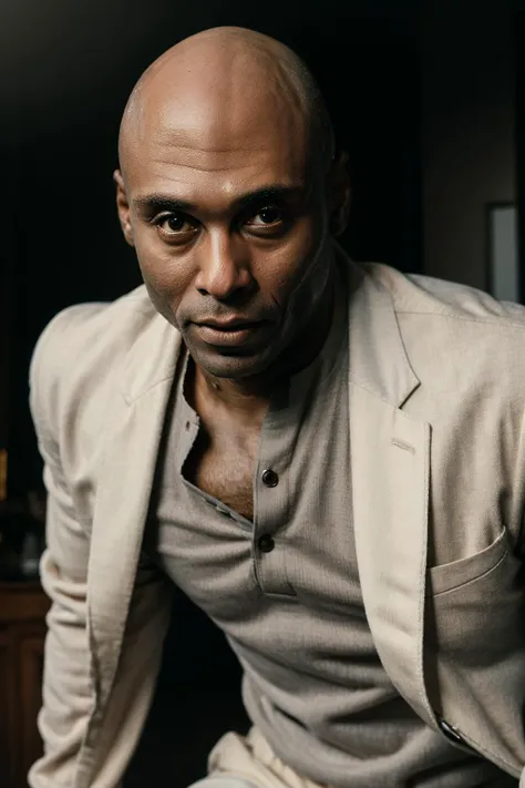 full body photo of LReddick, <lora:LanceReddick-01:1.0>, action, man, dynamic pose, running, wearing white tuxedo, man, white suit, bald, (masterpiece:1.2), best quality, high quality, (absurdres:1.2), realistic, UHD, ultrarealistic, 50mm, <lora:add_detail:0.3> epiCRealism