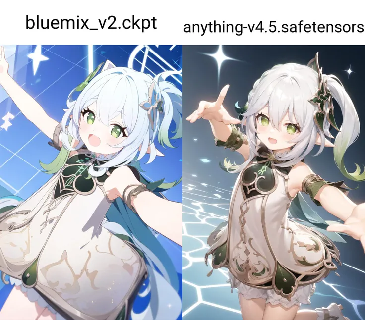 dancing, from above, dynamic angle
official art, wallpaper,
looking at viewer, blush, smile, :d, open mouth
girl dancing, white hair,
looking at viewer,
green eyes, gradient hair, hair ornament,
<lora:nahida_bs4_unet_2e-4_te_1e-4_dim64_alpha_32_768-000060:1.1:OUTD>