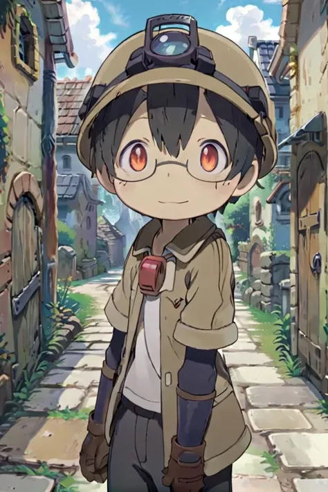 <lora:shiggysdxl-000030:0.6>
10 year boy named mia_shiggy standing in a beautiful village,
he is wearing a red whistle around his neck,
adorabel boy, cute face, details sky, handsome, young, juvenile,
he has black hair, and he has red gradient eyes, brown helmet, gloves, hat, closed mouth, glasses, black gloves, helmet, glasses, brown jacket,
multiple details, eyeshadow, sfw, faint smile
hyper-detailed, hyper-detailed face, draw it in the style of Made in Abyss
The soft lighting and detailed surroundings create an immersive environment where imagination runs wild
high quality visuals, dim Lighting, sharply focused, octane render, 8k UHD