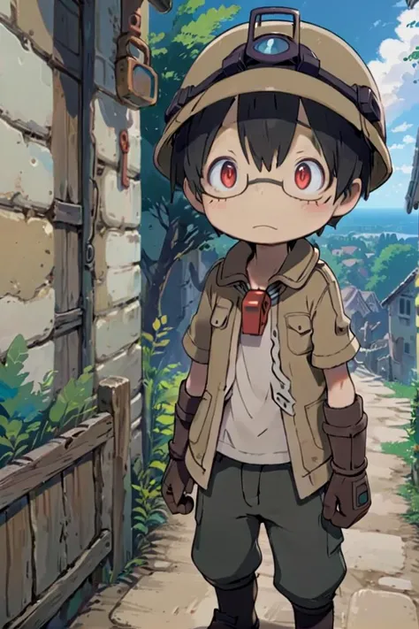 <lora:shiggysdxl-000030:0.6>
10 year boy named mia_shiggy standing in a beautiful village,
he is wearing a red whistle around his neck,
adorabel boy, cute face, details sky, handsome, young, juvenile,
he has black hair, and he has red gradient eyes, brown helmet, gloves, hat, closed mouth, glasses, black gloves, helmet, glasses, brown jacket,
multiple details, eyeshadow, sfw, faint smile
hyper-detailed, hyper-detailed face, draw it in the style of Made in Abyss
The soft lighting and detailed surroundings create an immersive environment where imagination runs wild
high quality visuals, dim Lighting, sharply focused, octane render, 8k UHD