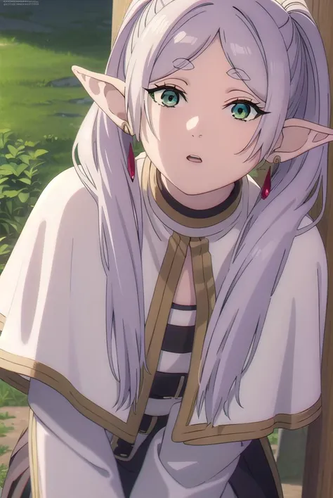 frieren, <lyco:frieren-lyco-nochekaiser:1>,
frieren, long hair, twintails, (green eyes:1.5), grey hair, pointy ears, elf,
BREAK shirt, long sleeves, jewelry, pantyhose, earrings, striped, black pantyhose, capelet, striped shirt,
BREAK looking at viewer, upper body, full body,
BREAK outdoors, sky, nature,
BREAK <lyco:GoodHands-beta2:1>, (masterpiece:1.2), best quality, high resolution, unity 8k wallpaper, (illustration:0.8), (beautiful detailed eyes:1.6), extremely detailed face, perfect lighting, extremely detailed CG, (perfect hands, perfect anatomy),