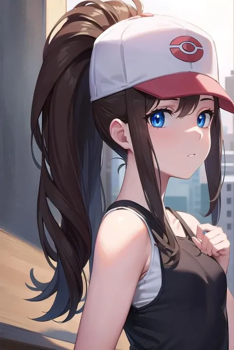 pokemonhilda, <lora:pokemonhilda-lora-nochekaiser:1>,
pokemonhilda, blue eyes, brown hair, long hair, ponytail, (small breasts:1.2),
BREAK baseball cap, blue shorts, denim, hat, shorts, vest, wristband, sleeveless, black vest, white shirt, shirt,
BREAK looking at viewer, (upper body:1.2),
BREAK outdoors, city, sky,
BREAK <lyco:GoodHands-beta2:1>, (masterpiece:1.2), best quality, high resolution, unity 8k wallpaper, (illustration:0.8), (beautiful detailed eyes:1.6), extremely detailed face, perfect lighting, extremely detailed CG, (perfect hands, perfect anatomy),