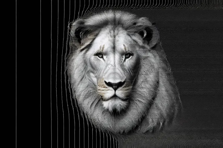 <lora:FM:0.8> made of lines, (lion:1.3)