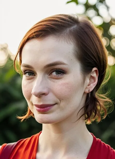 close up portrait of sks woman , by Flora Borsi, style by Flora Borsi, bold, bright colours, ((Flora Borsi)), by William Eggleston, <lora:lora-small-felicia-day-v1:1>
