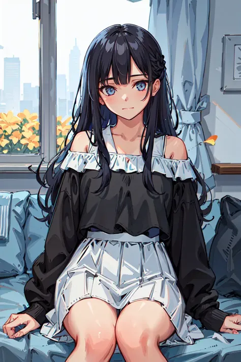 ultra realistic 8k cg, masterpiece, intricate detail,best quality, chromatic aberration, 1girl, long hair, eye highlights,sharp eyes,off shoulder, <lora:huahuo:0.8>