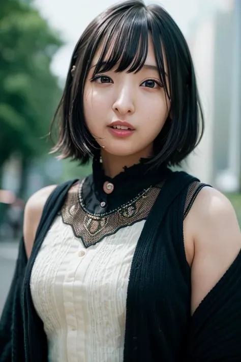 close up portrait, laughing, 22 years old female, looking at viewer, cinematic, 8k, best quality, masterpiece, hard lighting, amazing eye detail, prefect eyes, black eyes lots of fine detail, ((black hair)), sci-fi movie style, outdoor (in the Tokyo city) night photo, photography, natural light, photorealism, cinematic rendering, ray tracing, the highest quality, the highest detail, Cinematic, Third-Person View, Blur Effect, Long Exposure, 8K, Ultra-HD, Natural Lighting, Moody Lighting, Cinematic Lighting, <lora:add_detail:0.6> <lora:ayaneru_lora:1>
