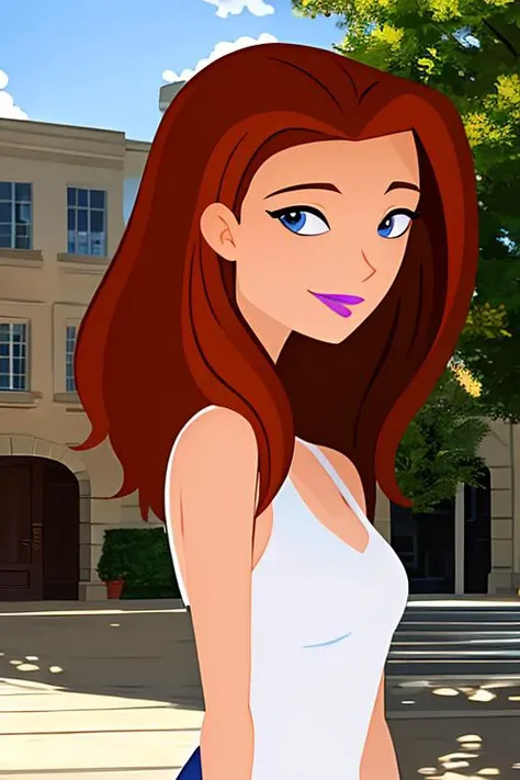 (high quality, masterpiece), <lora:6teen_JenMasterson-10:0.7> jen_masterson, auburn hair, lipstick