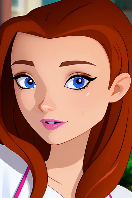 (extremely detailed 8K, high resolution, ultra quality, highly detail eyes, highly detail mouth, highly detailed face, perfect eyes, hd, 2k, 4k, 8k, 16k), <lora:6teen_JenMasterson:0.7> jen_masterson, auburn hair, lipstick