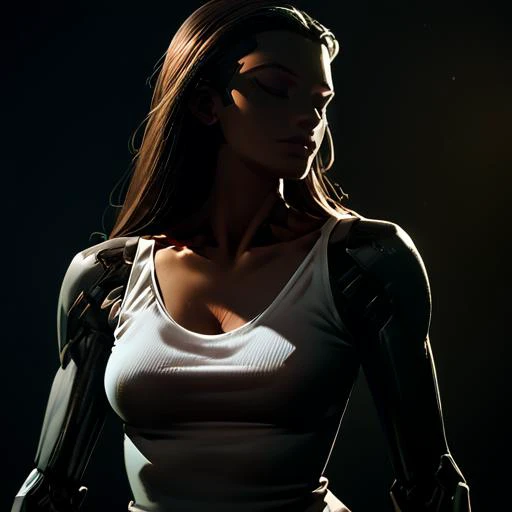score_9, score_8_up, score_7_up,
girl, age 29, thin body, perfect body, dark brown hair, long hair, (perfect breasts:0.9), tight shirt,
<lora:add-detail-xl:3> <lora:Cybernetics:1>cyber arms, female cyborg <lora:Niji_pony_aesthetic_2.0:1.2>neon, dynamic lighting, colorful lighting, shadows, <lora:sinfully_stylish_PONY_0.2:1>