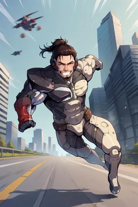 score_9, score_8_up, score_7_up, score_6_up, source_anime, BREAK 1boy <lora:JetstreamSam_XLPD:1>JetstreamSam, cyborg, bodysuit, headgear, beard, foreshortening, running, motion blur, looking at you, cityscape, grin