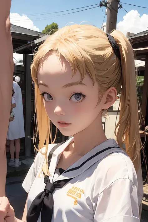 (masterpiece, best quality), 1girl, <lora:0013Asanaford:0.8> sanaford, blonde hair, petite, serafuku