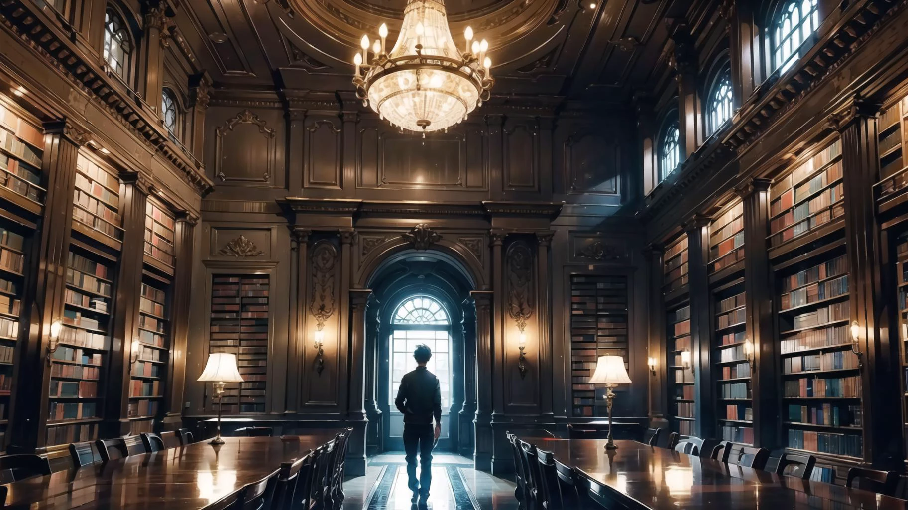 1 male, hidden gem, casual clothing, hidden, book, magical library, glowing, soft lighting, masterpiece, <lora:add_detail:0.3>, <lora:DW-000008:0.1>, <lora:LAS:0.2>