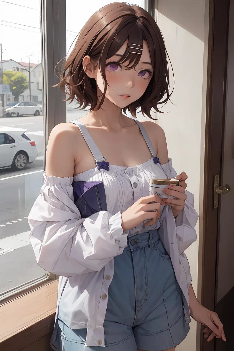 (masterpiece, best quality), 1girl, <lora:brj-madoka-v2.2:0.8> higuchi madoka, short hair, brown hair, hairpin, purple eyes,