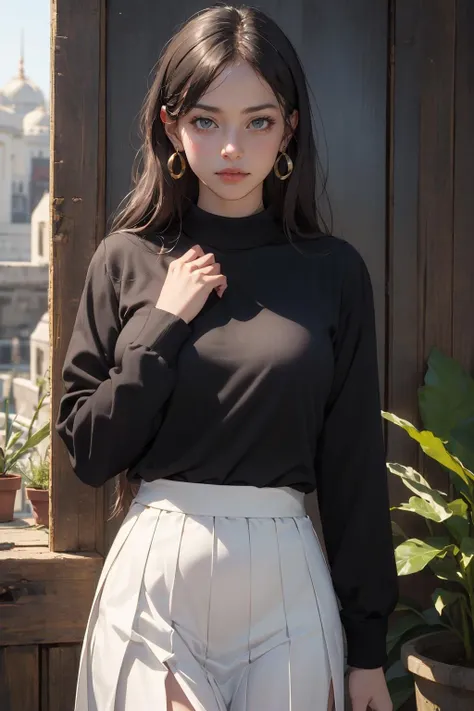 (masterpiece,best quality:1.5), realistic, (photorealistic:1.3), 8k unity wallpaper, (masterpiece,best quality:1.5),ultra realistic,32k,RAW photo,(high detailed skin:1.2), 8k uhd, dslr, soft lighting, high quality, film grain,specular lighting ,(ð),ð±,ð,ðµ, pleated skirt , shirt ,pretty lady , royal style, gemstone accessories,, carly craig