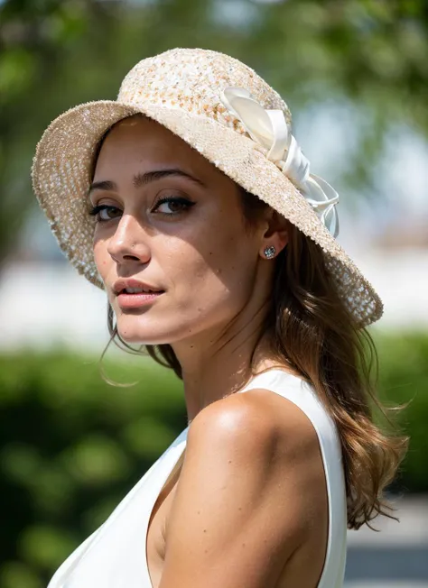 photo of sks woman, natural lighting, <lora:add_detail:0.35>, official clothing, modest, High detail RAW color photo professional photo of a sks woman wearing haute couture, portrait, (backlighting, depth of field, natural lighting, hard focus, film grain, ray traced, low-angle shot, eye contact, rendered, photographed with a Sony a7 III Mirrorless Camera, by photographer), <lora:locon_ellapurnell_v1_from_v1_64_32:1>