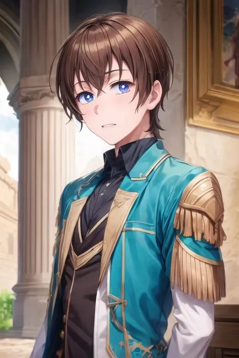 masterpiece, best quality, , 1boy, solo, male focus, looking at viewer, upper body, depth of field, <lora:masato_oosuki:0.70>, masato_oosuki, brown hair, blue eyes, decade costume, ancient greece,