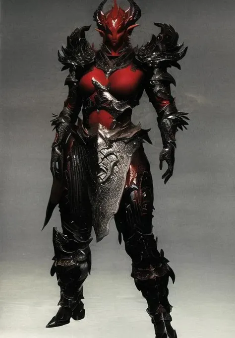<lora:Dremora:0.8>, a female creature, Dremora, colored skin, red skin, horns, (masterpiece, best quality, absurdres, detailed, ultra-detailed:1.3), (ultra-high res, high details, absurdres:1.3)