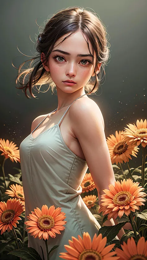 1girl,flower dress,colorful,flower armor,green theme,exposure blend,medium shot,(cinematic, teal and orange:0.85),(muted colors, dim colors,soothing tones:1.3),low saturation,Detailed well lit background. shyfacial features. Her head bowed in frustration,upper body exposed. with a cinematic wide shot angle emphasizing contours and depth. The composition follows the Siena natural ratio,creating a balanced and harmonious scene,hyper realistic photo,cinematic lighting,8k,RAW photo,best quality,ultra high res,incredibly absurdres,photorealistic,ultra realistic,masterpiece,hyperdetailed,hdr+,25 years old,breathtakingly beautiful woman,<lora:polyhedron_all_eyes:0.3>,perfect eyes,perfect skin,detailed skin,standing in a field of colorful flowers,