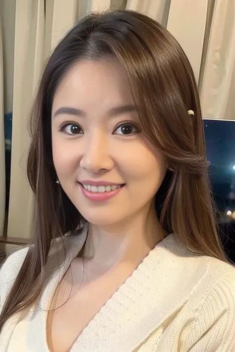 (8k, best quality, masterpiece:1.2), (realistic, photo-realistic:1.37), cute, upper body, (nose blush), (smile:1.15), looking at viewer, beautiful detailed eyes,night, floating hair,1girl,
