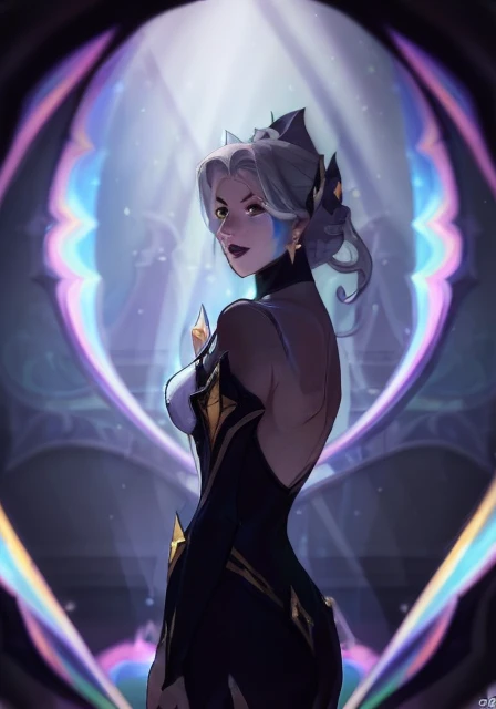 (sharp focus:1.2), 1girl, wearing (little black tdress:1.2) at a (gala:1.2), (moody lighting:1.2), depth of field, bokeh, 4K, HDR. by (Alphonse Mucha:1.1). <lora:sn_morgana_v1.0c:1>