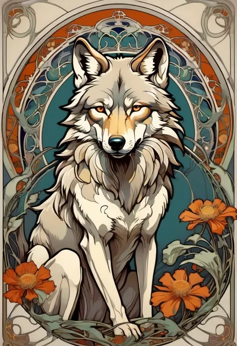 ccxl-mucha, art style, wolf <lora:ccxl-mucha_lora_vA1:1>