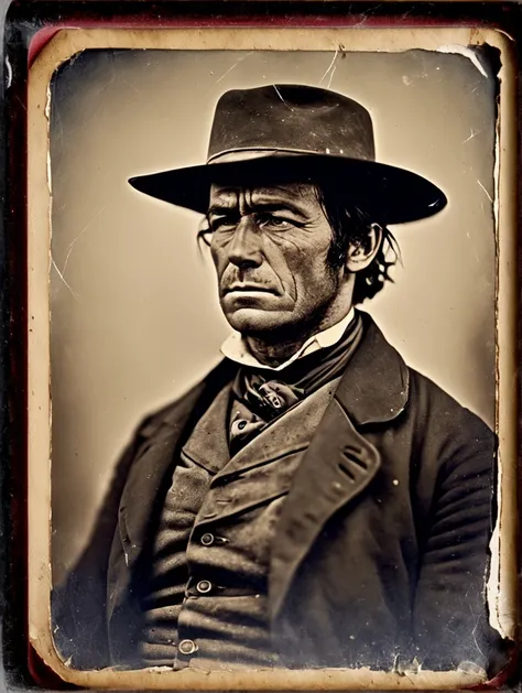 vintage photo of outlaw cowboy, Red Dead Redemption 2 illustration style, from the side, simple background,
damagedphoto, scratches, smudges, fingerprints, mottled, liquid stain, torn, crease, streak, vignette, black shape, speckles, heavy damage, fade, blur, border, foggy, tape, corners, edges
<lora:fix_hands:3>
<lora:FunkyLensXL:3>
<lora:PerfectEyesXL:1>
<lora:Damaged_Photos_daguerreotype_V1_SDXLBase:1>