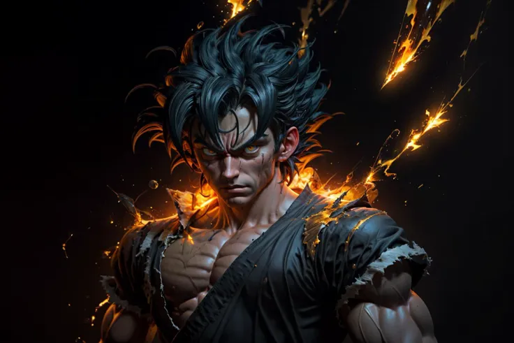 Create a detailed and hyper-realistic oil painting of Goku, the iconic warrior from the 'Dragon Ball' series, standing tall in his Super Saiyan transformation. Employ advanced oil painting techniques to achieve the utmost accuracy and beauty.
Position: Goku stands upright with his fists clenched at his sides, embodying the intensity of a warrior ready to fight.
Appearance: His long, golden-yellow hair is spiked up, reflecting the transformation to his Super Saiyan form. His eyes are stark white, filled with determination.
Aura: Surrounding Goku is a vibrant, yellow aura, symbolizing his immense power. This aura should be painted with layered glazes, allowing for depth and luminosity.
Electricity: Crackling around him are electric sparks. This should be captured with precise, fluid brushstrokes, creating a lifelike sense of movement and energy.
Facial Expression: His face is determined and focused, yet calm. The rendering of his facial features should be meticulous, capturing every nuance of his expression.
Musculature: Goku's muscular form should be depicted with careful attention to anatomical accuracy. Use a combination of glazing and impasto techniques to give the flesh a three-dimensional, tangible quality.
Clothing: He is dressed in his traditional orange fighting gi, torn and battle-worn. The fabric should be painted with finesse, capturing the play of light and shadow on the folds.
Background: Choose a simple, atmospheric background that does not distract from the central figure but complements and enhances the overall composition.
Techniques: Utilize a combination of techniques, such as layering, glazing, impasto, and scumbling, to achieve a rich and complex texture. The interplay of light and shadow should be carefully managed to convey a realistic three-dimensional effect.
Palette: Employ a carefully selected palette that complements Goku's Super Saiyan form, with golden yellows, deep shadows, and brilliant highlights.
The overall painting should not only depict Goku in his Super Saiyan form but also capture the essence of his character and the intensity of his power. It should be a masterpiece that any 'Dragon Ball' fan would instantly recognize and appreciate
(realistic:1.2), (realism), (masterpiece:1.2), (ultra detailed), (best quality), intricate, cinematic lighting, comprehensive cinematic, portrait photography, magical photography, (gradients), colorful, detailed landscape, cinematic bloom,
<lora:LowRA:0.25>, <lora:NijiExpressV2:0.4>, <lora:add_detail:0.4>, <lora:epi_noiseoffset2:1>, <lora:more_details:0.2>, <lora:stylized_3dcg_v4-epoch-000012:0.8>