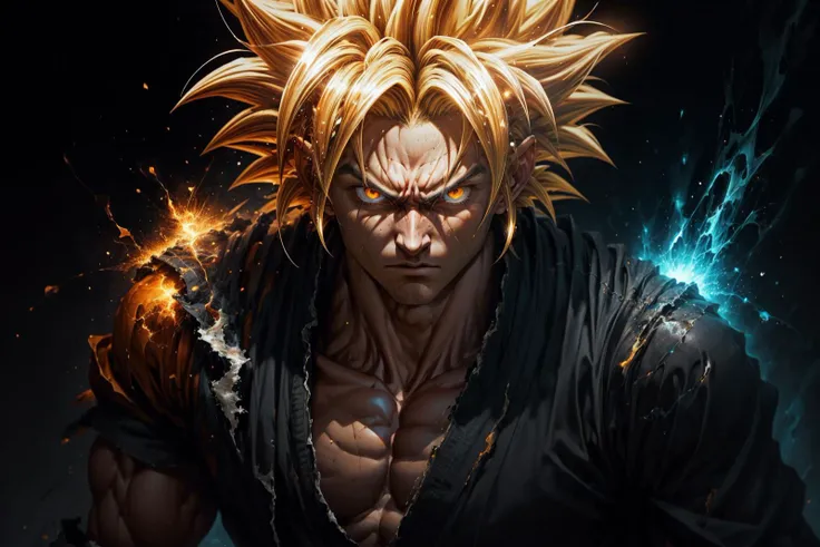 Create a detailed and hyper-realistic oil painting of Goku, the iconic warrior from the 'Dragon Ball' series, standing tall in his Super Saiyan transformation. Employ advanced oil painting techniques to achieve the utmost accuracy and beauty.
Position: Goku stands upright with his fists clenched at his sides, embodying the intensity of a warrior ready to fight.
Appearance: His long, golden-yellow hair is spiked up, reflecting the transformation to his Super Saiyan form. His eyes are stark white, filled with determination.
Aura: Surrounding Goku is a vibrant, yellow aura, symbolizing his immense power. This aura should be painted with layered glazes, allowing for depth and luminosity.
Electricity: Crackling around him are electric sparks. This should be captured with precise, fluid brushstrokes, creating a lifelike sense of movement and energy.
Facial Expression: His face is determined and focused, yet calm. The rendering of his facial features should be meticulous, capturing every nuance of his expression.
Musculature: Goku's muscular form should be depicted with careful attention to anatomical accuracy. Use a combination of glazing and impasto techniques to give the flesh a three-dimensional, tangible quality.
Clothing: He is dressed in his traditional orange fighting gi, torn and battle-worn. The fabric should be painted with finesse, capturing the play of light and shadow on the folds.
Background: Choose a simple, atmospheric background that does not distract from the central figure but complements and enhances the overall composition.
Techniques: Utilize a combination of techniques, such as layering, glazing, impasto, and scumbling, to achieve a rich and complex texture. The interplay of light and shadow should be carefully managed to convey a realistic three-dimensional effect.
Palette: Employ a carefully selected palette that complements Goku's Super Saiyan form, with golden yellows, deep shadows, and brilliant highlights.
The overall painting should not only depict Goku in his Super Saiyan form but also capture the essence of his character and the intensity of his power. It should be a masterpiece that any 'Dragon Ball' fan would instantly recognize and appreciate
(realistic:1.2), (realism), (masterpiece:1.2), (ultra detailed), (best quality), intricate, cinematic lighting, comprehensive cinematic, portrait photography, magical photography, (gradients), colorful, detailed landscape, cinematic bloom,
<lora:LowRA:0.25>, <lora:NijiExpressV2:0.4>, <lora:add_detail:0.4>, <lora:epi_noiseoffset2:1>, <lora:more_details:0.2>