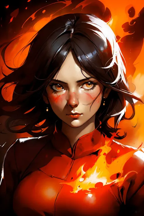 face of 1 woman, fire, phoenix,
Andre Kohn high contrast
(masterpiece, best quality:1.3),
