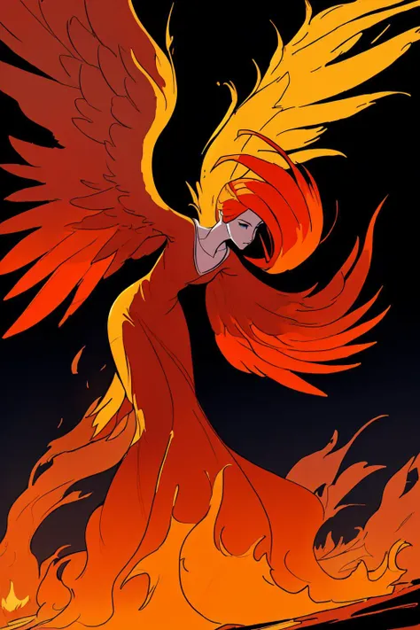 1 woman,fire, phoenix
(A. J. Casson)
high contrast
(masterpiece, best quality:1.3),