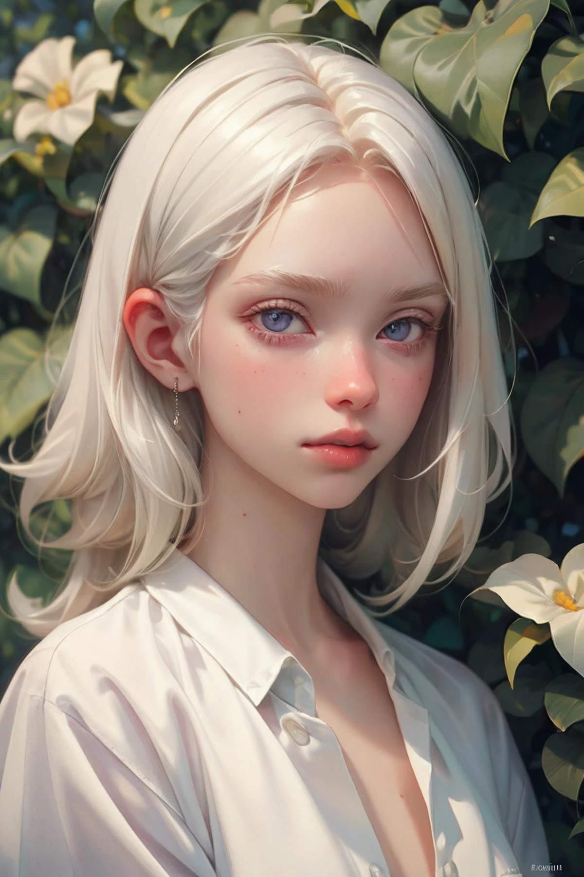 <lora:Albino:0.65> (close up face portrait:1.3), cinematic film still of Kodak Image of Albino men 1boy, white, silver hair eyebrows eyelashes, pale skin, red eyes, kodak, harsh light and shadow, (best quality:1.1), (masterpiece:1.2), (realistic:1.2), (detailed:1.1), (highres, best quality:1.2),