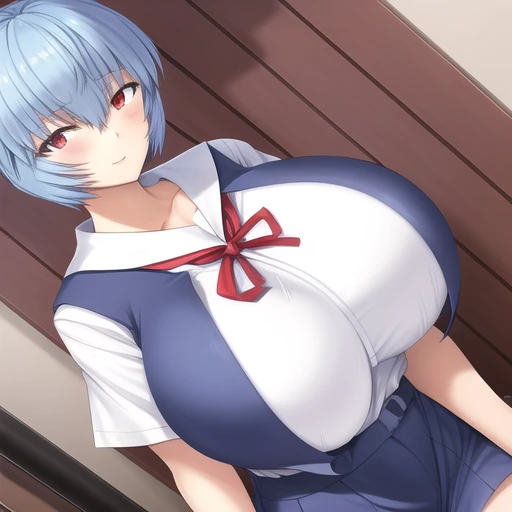 <lora:Ayanami_Rei_Mogudan:0.45>, Ayanami_Rei_Mogudan, huge_breasts, school_uniform