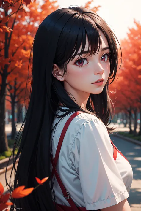 (looking back:1.1),((upper body:1.1)),1girl,solo,<lora:nar_kurenai_yuhi:1>,nar_kurenai_yuhi,outdoors,Ultra-detail,(highres:1.1),best quality,(masterpiece:1.3),cinematic lighting,
BREAK,(red trees:1.2),(DSLR:1.1),(detailed shot:1.1),(sharp focus:1.1),(portrait:1.1),((depth of field:1.2)),