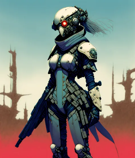 photo, BREAK
an attractive woman [gunslinger:bountyhunter:0.4] radio gear BREAK
(CyberRonin style a woman in a [french cuirass|space suit standing] in front of a colorful background:0.6) BREAK
(EndtimesFuturism style a drawing of a woman with a lot of parts on his body:0.3) BREAK
(EndtimesNinja style a drawing of a demonic looking creature made out of metal parts:0.3) BREAK
detailed emptystreet style background energy lightning <lyco:DesuZenkaiV21beta2-lyco:1>