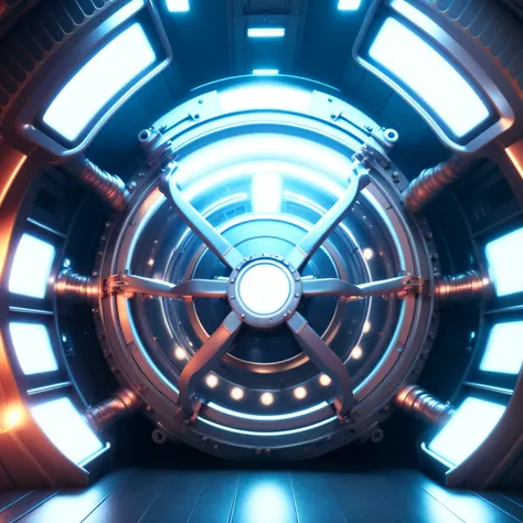 photo, an image of a sci - fi machine in the middle of a room, HeavenlyWar style
