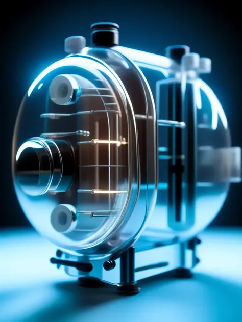 GlassDevice style, a close up of a glass object on a table