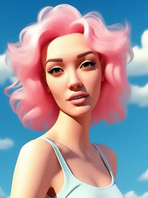 PinkAngel style, a close up of a person with pink hair