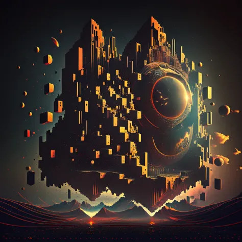 an artistic image of a futuristic city with an eye in the middle of it