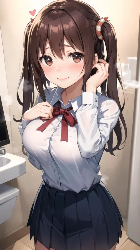 masterpiece, best quality, highres, BREAK,
, <lora:himoutoumaru-chan_ebina:1>, ebina nana, smile, twintails, school uniform, shirt, skirt,large breasts
, BREAK
(spoken hearts:1.1),(sweat:0.8),(deep breathe:1.2),(steam:1.1) , looking at viewer
,blush,
BREAK
,v-shaped eyebrows,gaming public lavatory evening, , exotic, extreme close-up, wariza, breasts
