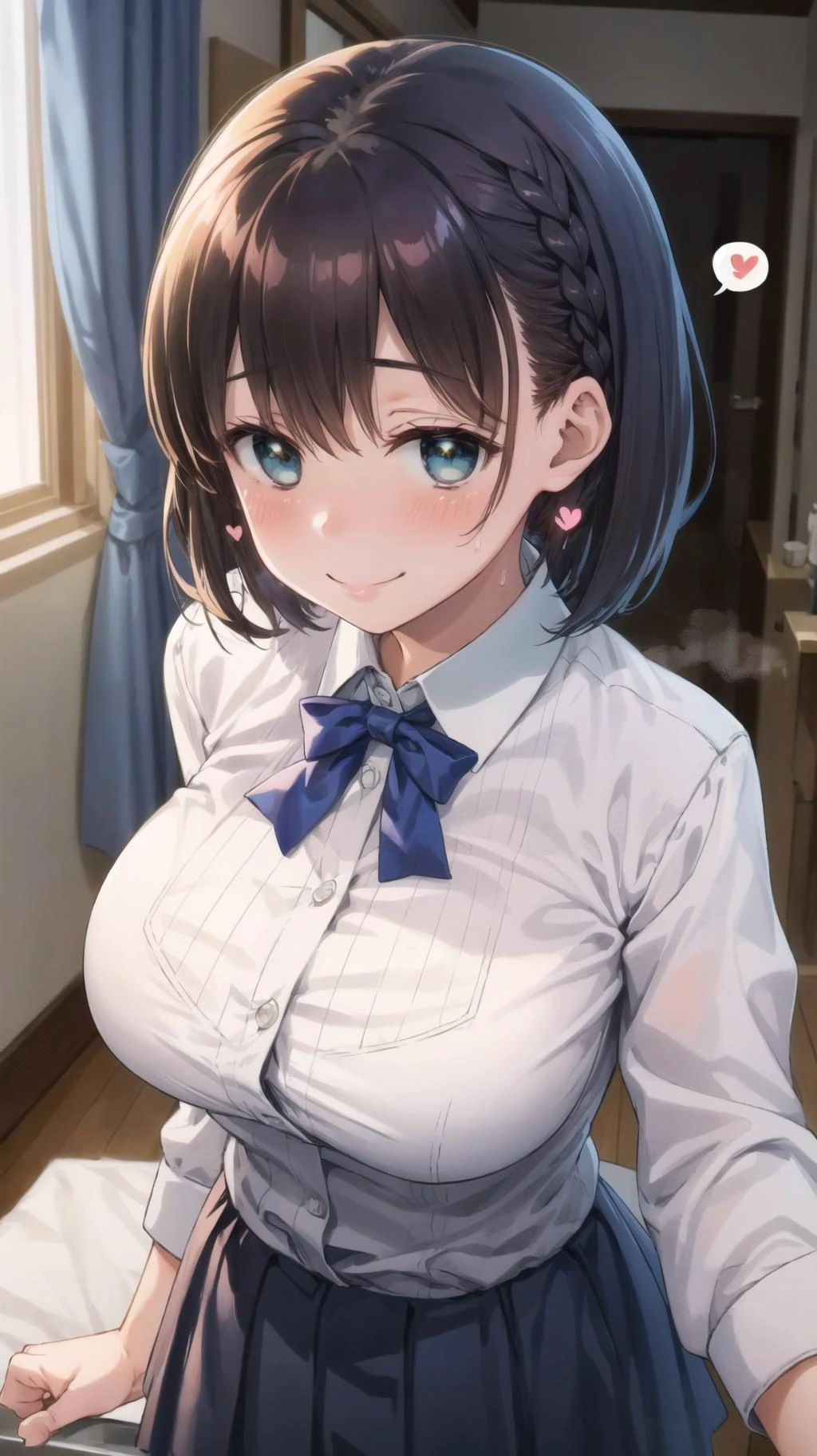 masterpiece, best quality, highres, BREAK,
BREAK
(spoken hearts:1.1),(sweat:0.8),(deep breathe:1.2),(steam:1.1) , looking at viewer
,(blush:0.9),
BREAK
,spontaneous smile,horror on luxury liner daytime, , glamorous, , running, breasts
, <lora:ai-chan_(tawawa):0.7>,aaai,short hair,bangs,side braid,large breasts,
(shirt:1.2),long sleeves,skirt,