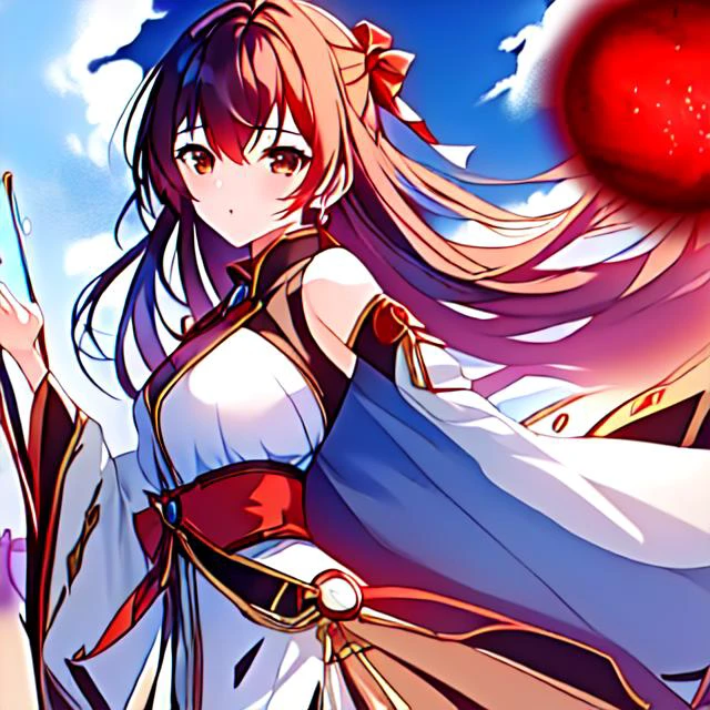 1girl, anime, solo, masterpiece, best wuality, 4k, <lora:PowerSphere-V1_0:1>, (pwrsphr magic, red sphere:1.3),