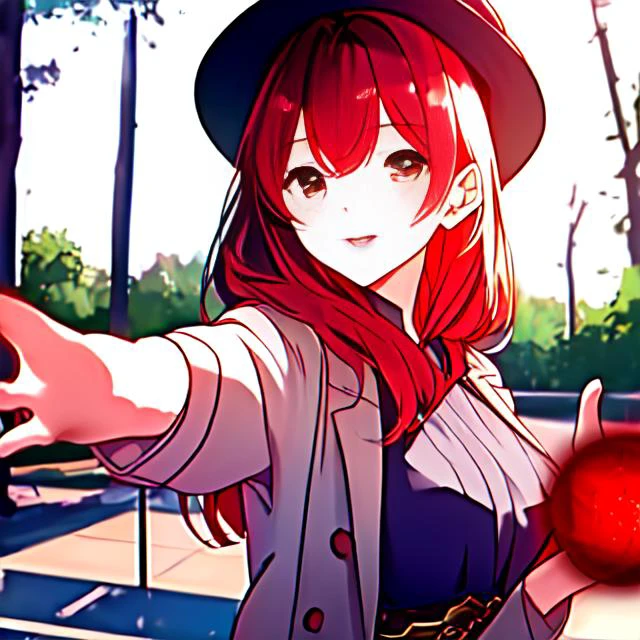 1girl, anime, solo, masterpiece, best wuality, 4k, <lora:PowerSphere-V1_0:1>, (pwrsphr magic, red sphere:1.3),