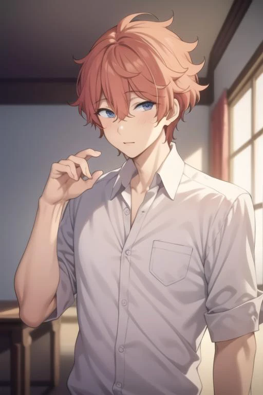 masterpiece, best quality, high quality, <lora:shigino_kisumi:0.70>, shigino_kisumi, 1boy, solo, male focus, upper body, looking at viewer