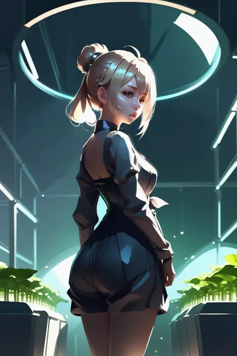 noon, scenery,  royal capital in a Hydroponic Farm Domes1girl, woman, rough digital painting, (full body:1.2), 1boy, man, solo, [:formal costume design,:0.2] rogue, korean, burlywood hair, (chubby:1) build, simple background, moba character concept art, bombshell hair, platinum hair, Chignon, average figure, caucasian<lora:EnvyDramaticLightingXL01:1>